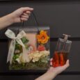 Túi hoa lụa mica